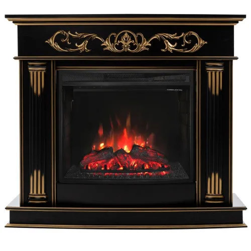 Электрокамин RealFlame Milano (с очагом Evrika 25,5) темный орех с золотой патиной