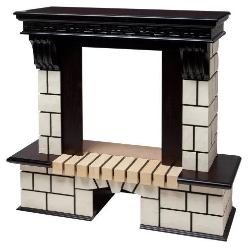 Портал RealFlame STONE STD (под очаг Majestic, Fobos) античный дуб, кирпич тёплый белый